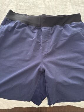 Fabletics Men's Athletic Shorts in Navy with Black Waistband